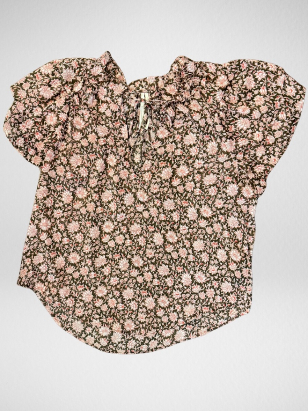Floral Ruffle Sleeve Boho Top - Anthropologie - Size Large